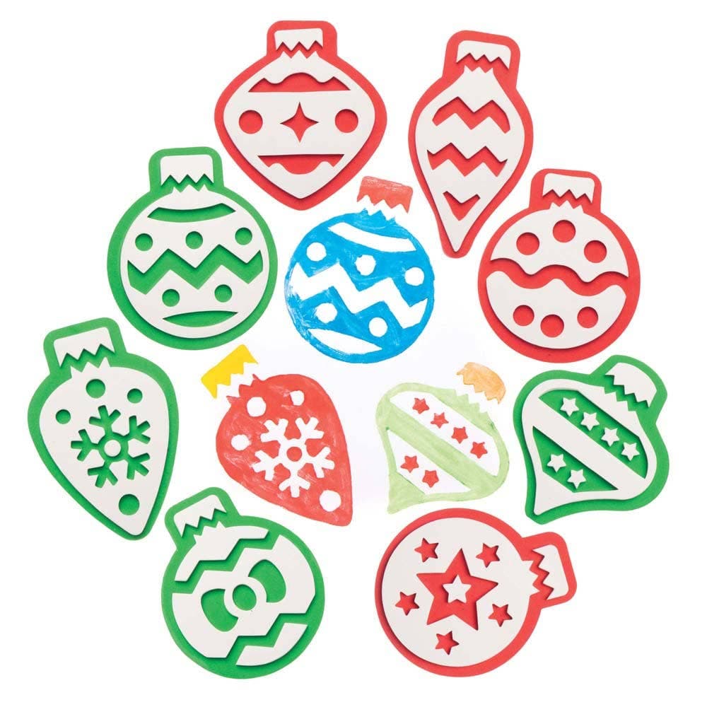 Christmas Bauble Foam Stampers (Pack of 10) Christmas Craft Supplies 2 foam colours - Red & Green
