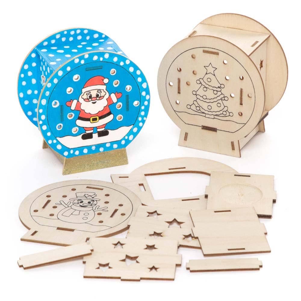 Christmas Snow Globe Wooden Tealight Holder Kits (Pack of 3) Christmas Crafts