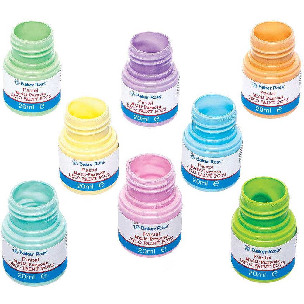 Pastel Multi-Purpose Deco Paint Pots (Pack of 8) Water-Based, High Gloss Finish, 20ml Per Pot, 8 Colours, Art Supplies