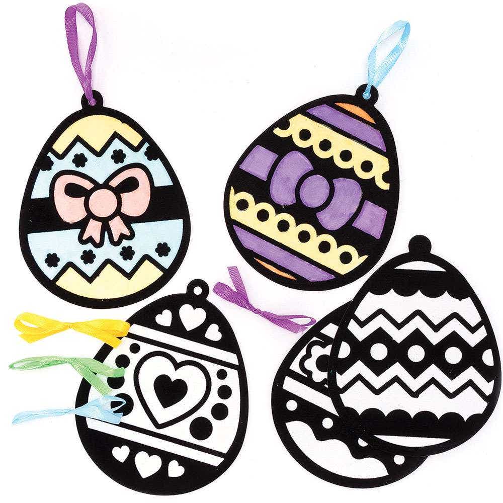 Easter Egg Fuzzy Art Decorations (Pack of 15) Easter Crafts For Kids