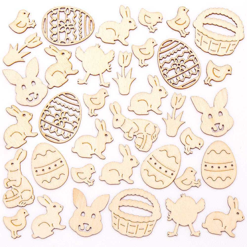 Easter Mini Wooden Shapes Pack of 108 (Pack of 108) Easter Craft Supplies