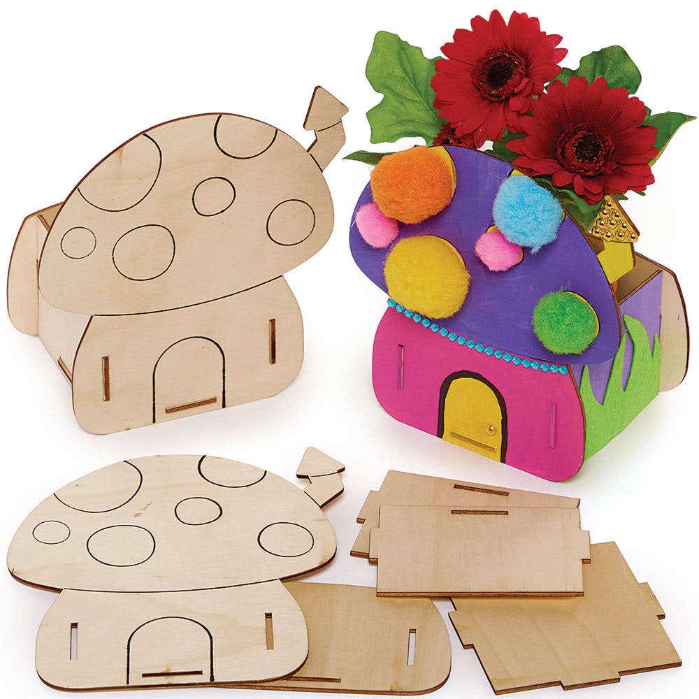 Fairy House Wooden Flowerpot Kits (Pack of 3) Nature Craft Kits