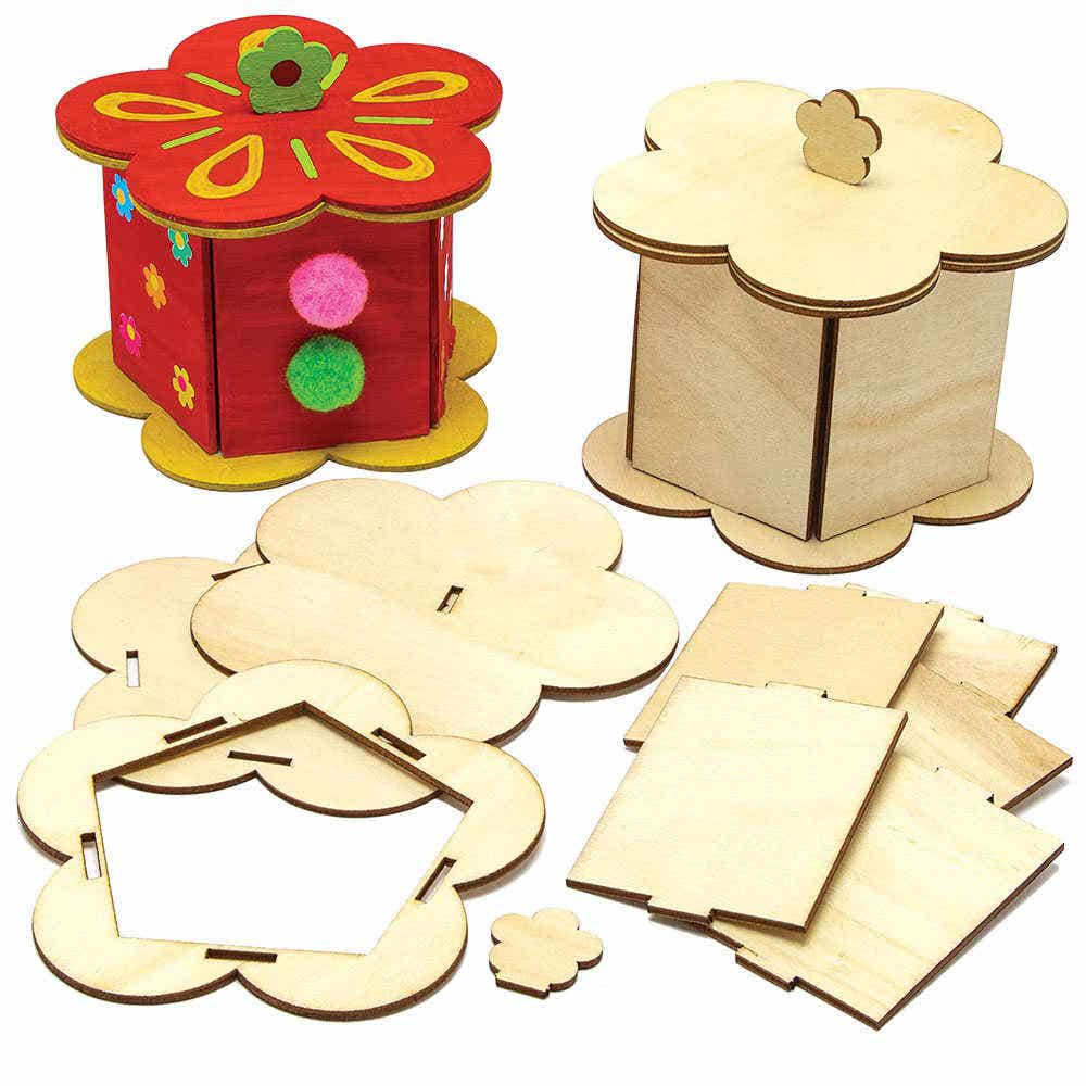 Flower Wooden Box Kits (Pack of 3) Art Craft Kits