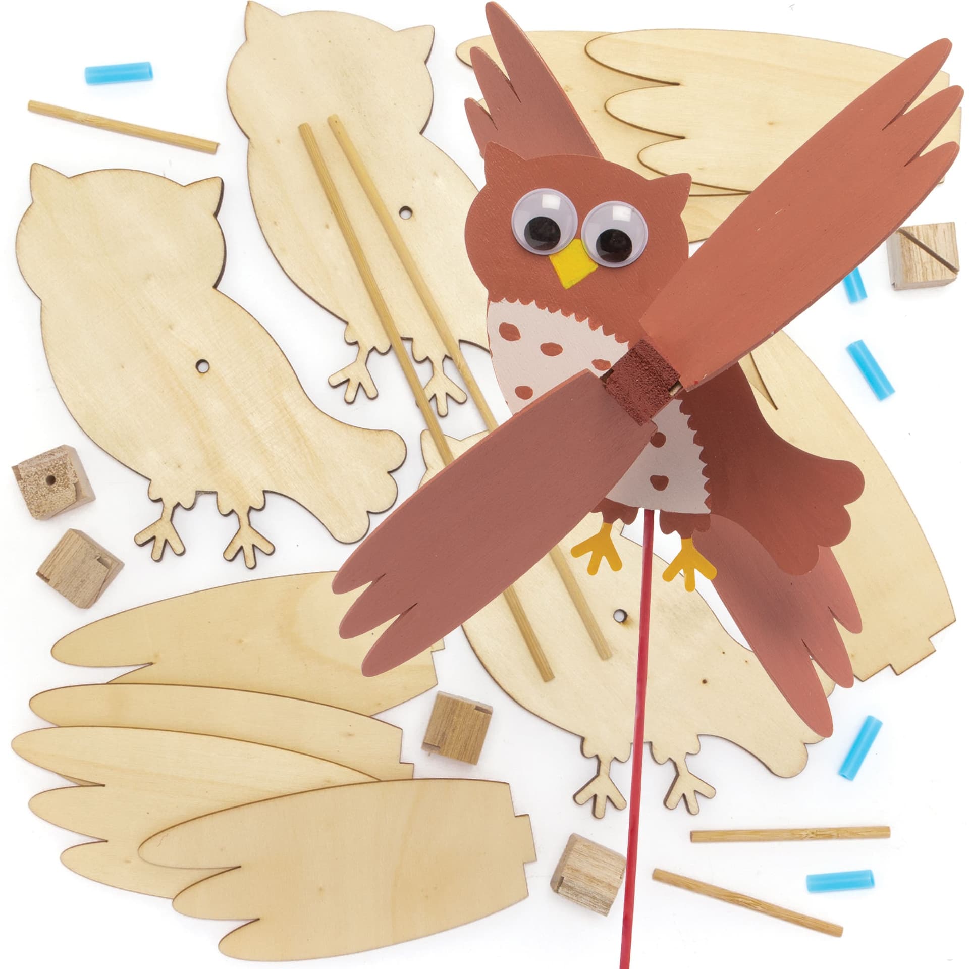 Owl Wooden Windmill Kits (Pack of 3) Christmas Crafts