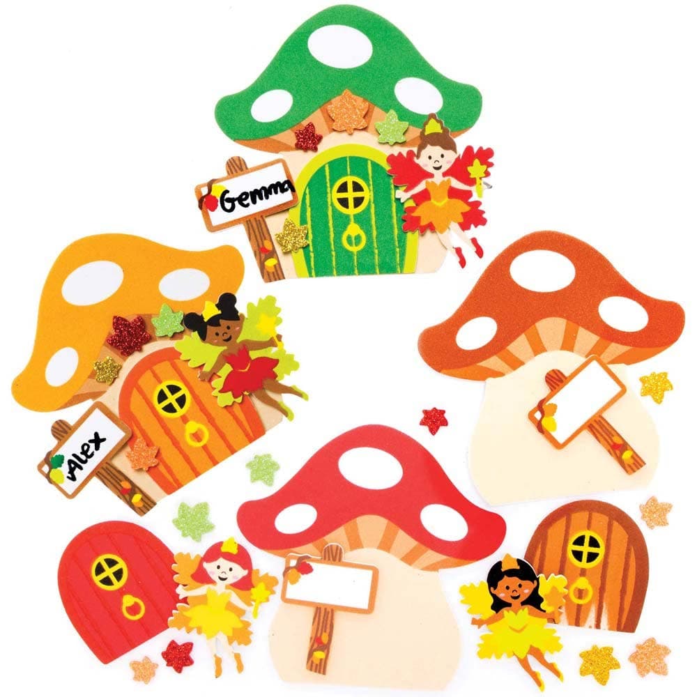 Autumn Fairy Door Kits (Pack of 4) Decoration Craft Kits 4 door colours - Green, Orange, Red & Brown
