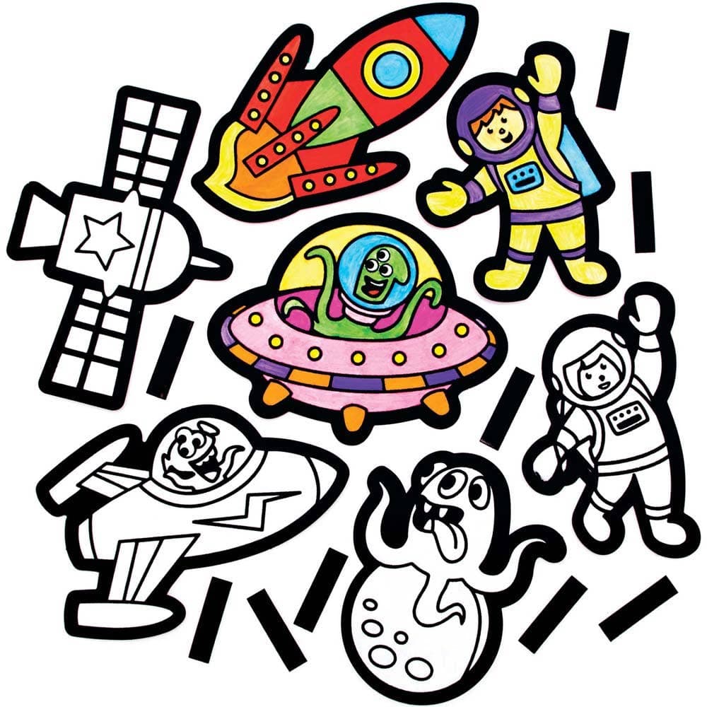 Solar System Colour-in Fuzzy Art Magnets (Pack of 15) Art Craft Kits