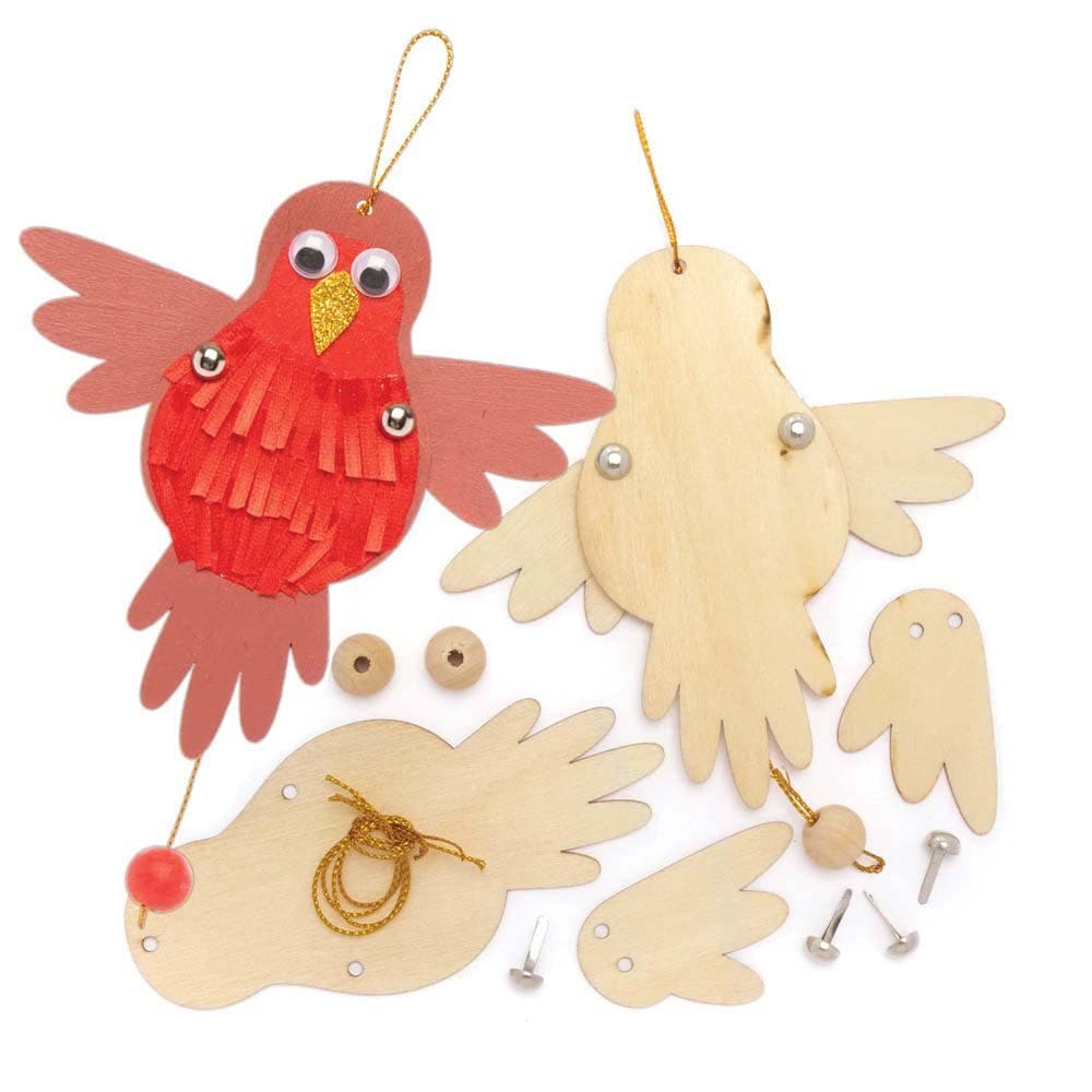 Flapping Bird Wooden Puppet Decoration Kits (Pack of 5) Decoration Craft Kits