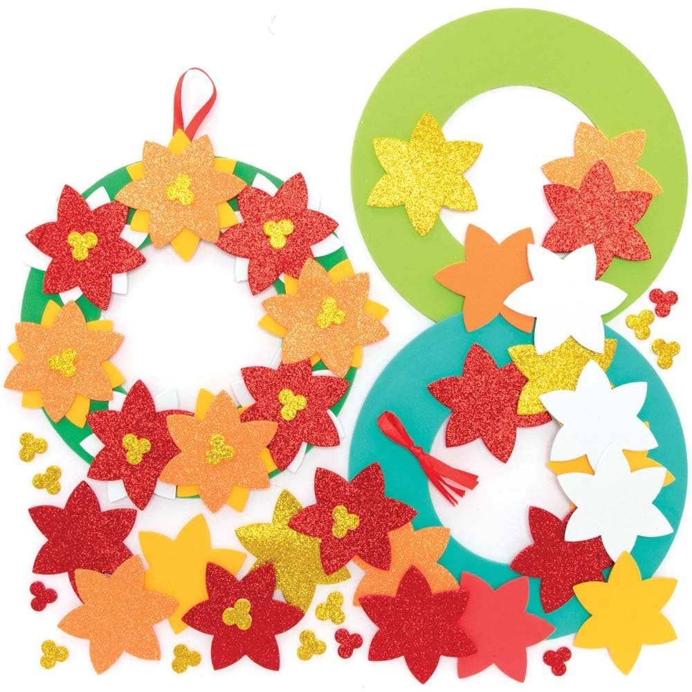 Poinsettia Wreath Kits (Pack of 3) Decoration Craft Kits