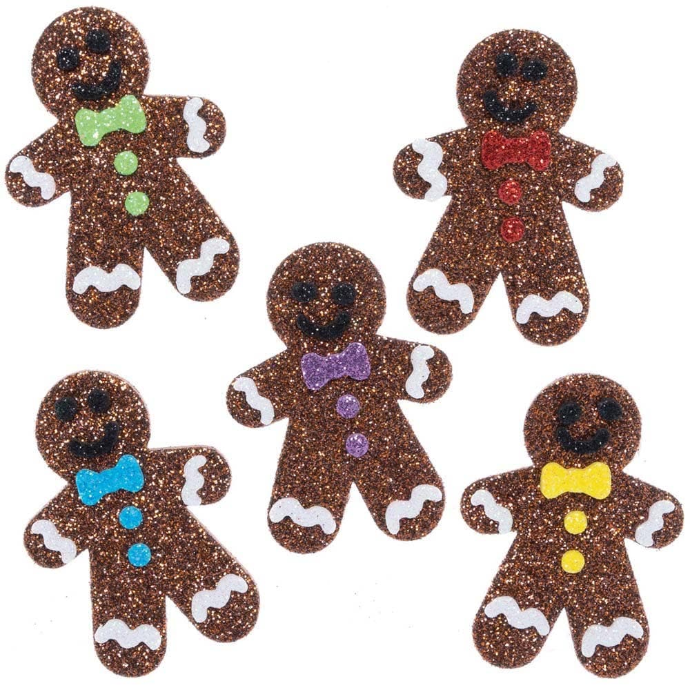 Gingerbread Man Glitter Stickers (Pack of 100) Christmas Craft Supplies