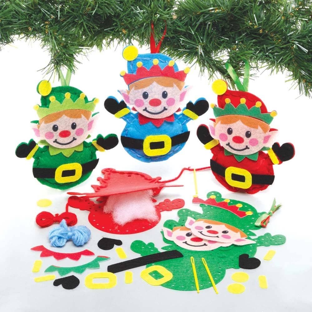 Christmas Elf Decoration Sewing Kits (Pack of 3) Christmas Crafts 3 elf colours - Red, Blue & Green