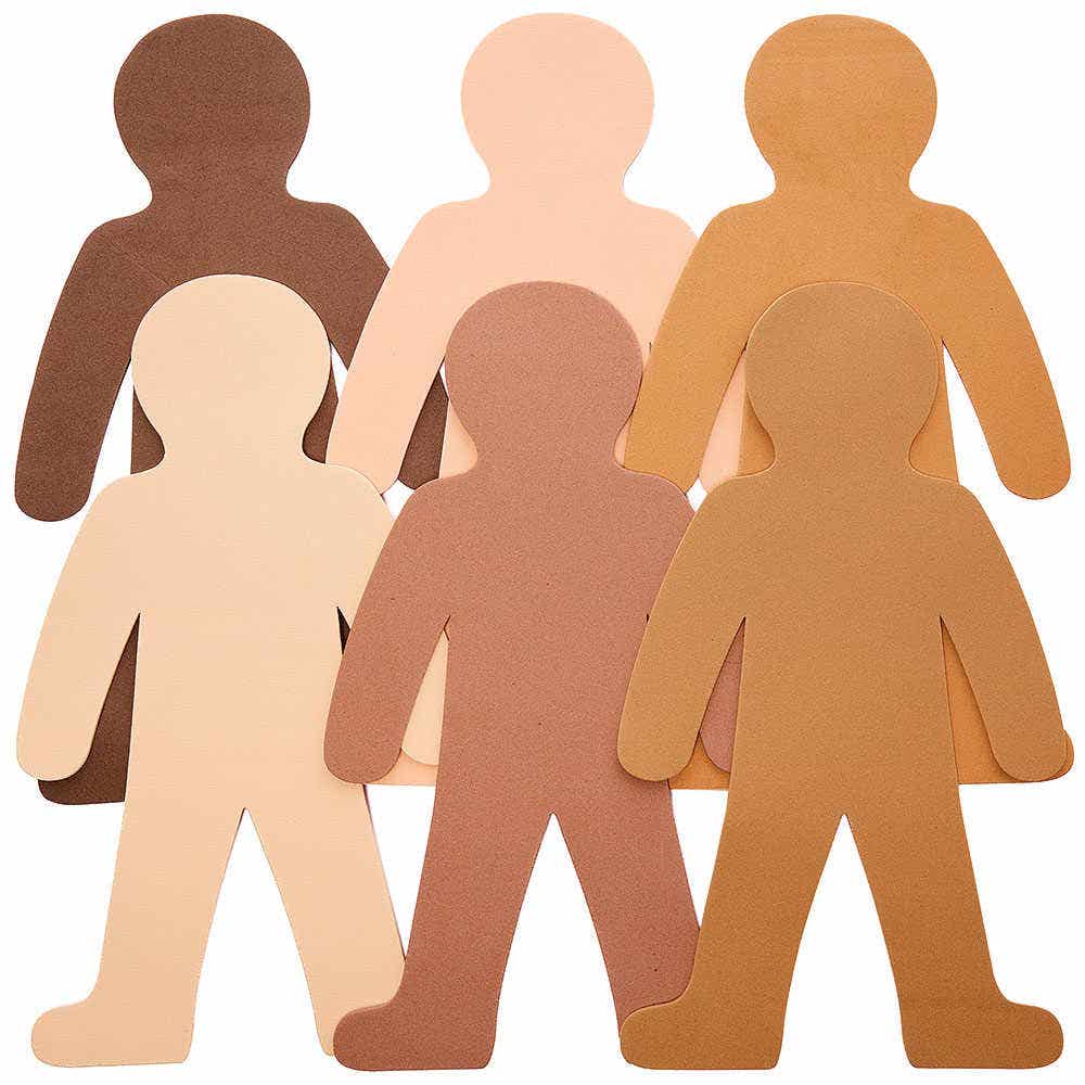 Skin Tone People Foam Cut-Outs (Pack of 24) Craft Blanks & Bases 6 assorted skin tone colours