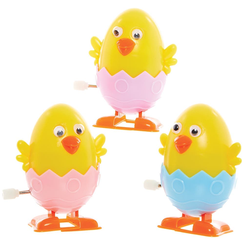 Easter Chick Wind-up Toys (Pack of 3) Funny Toy, 3 Assorted Colours, 6.5cm x 5cm