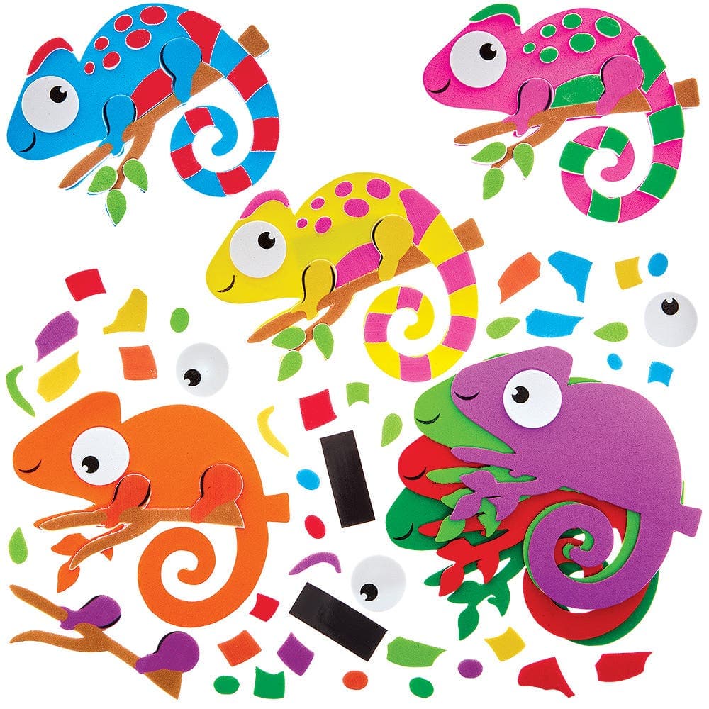 Chameleon Mix & Match Magnet Kits (Pack of 8) No Glue Needed, 8 Assorted Designs, Foam Craft Kits For Kids