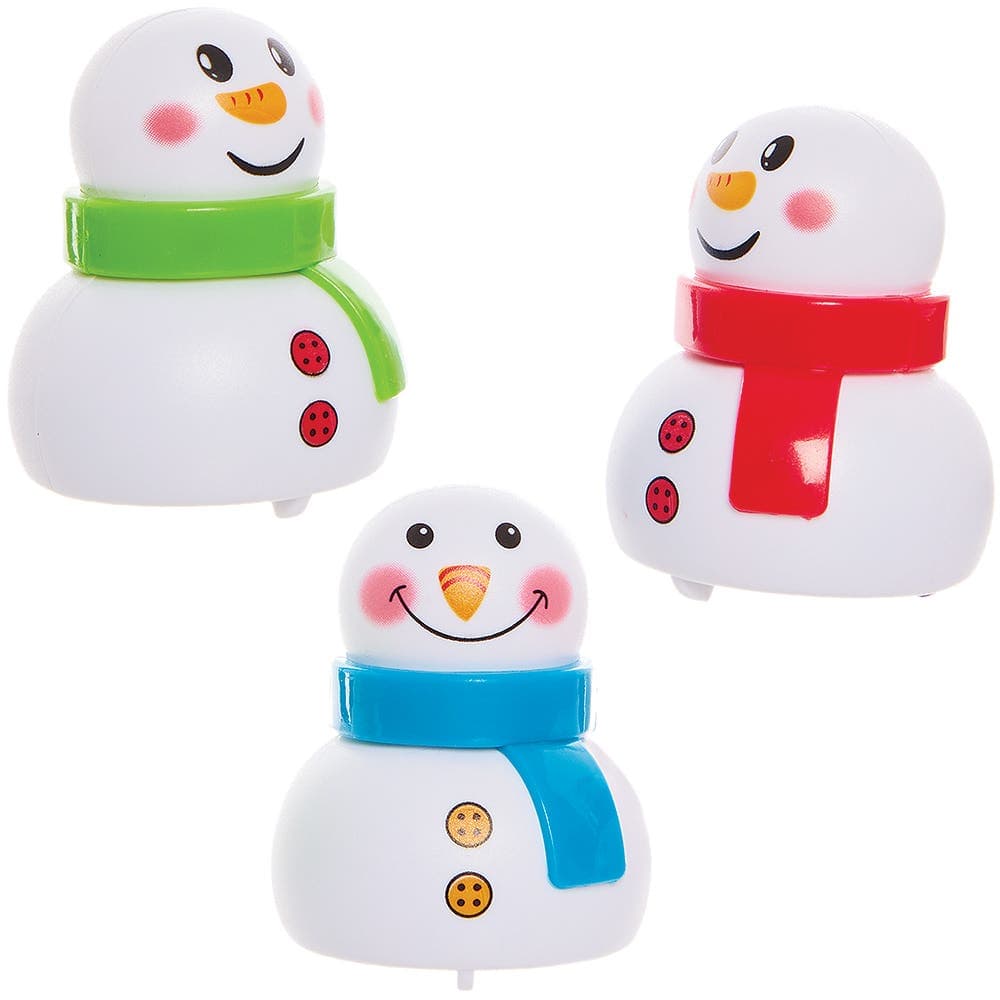 Snowman Pull Back Racers (Pack of 6) 3 assorted scarf colours - Red, Green & Blue