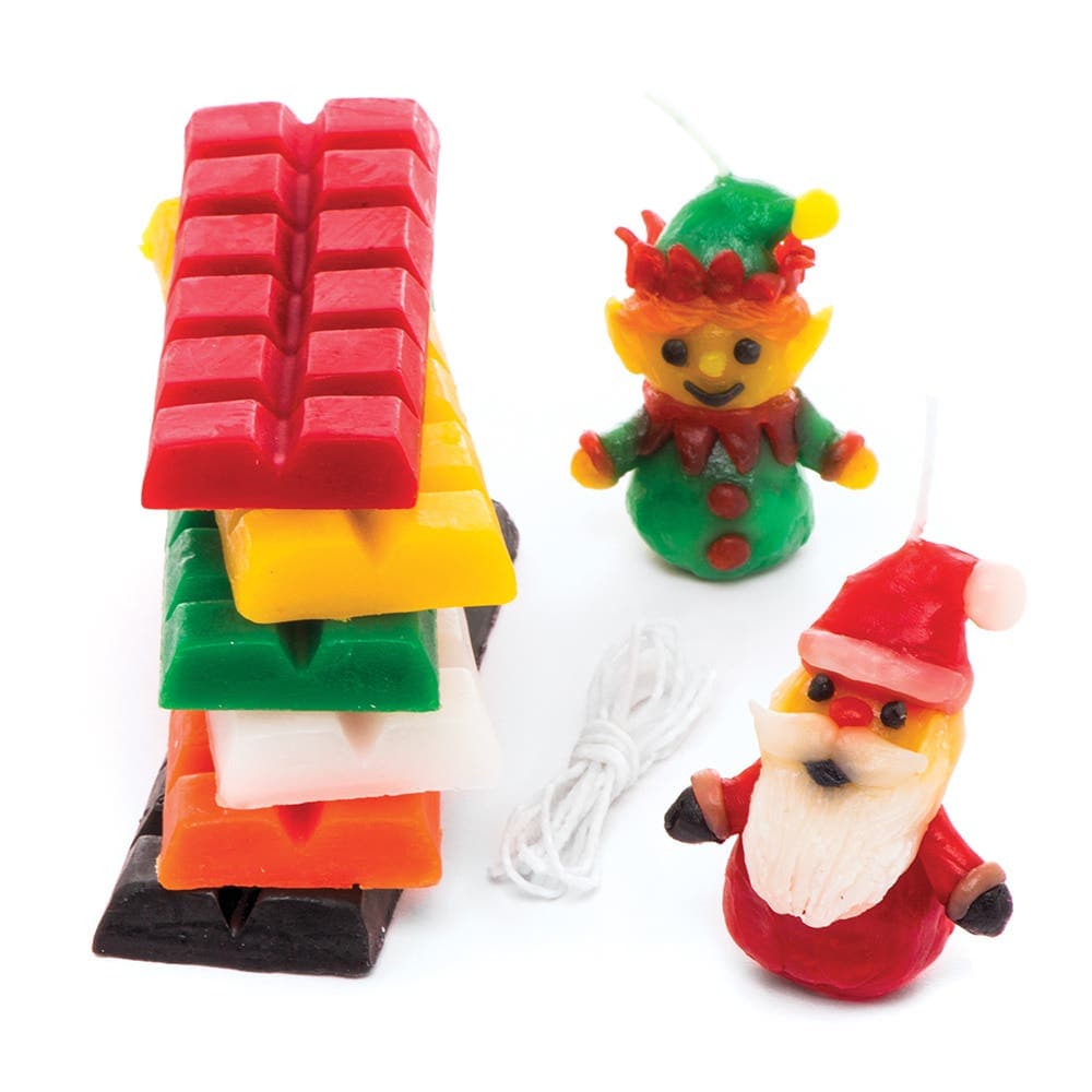 Christmas Candle Making Kit (Per kit) Christmas Crafts 6 assorted festive colours - Green, red, white, orange, yellow & brown