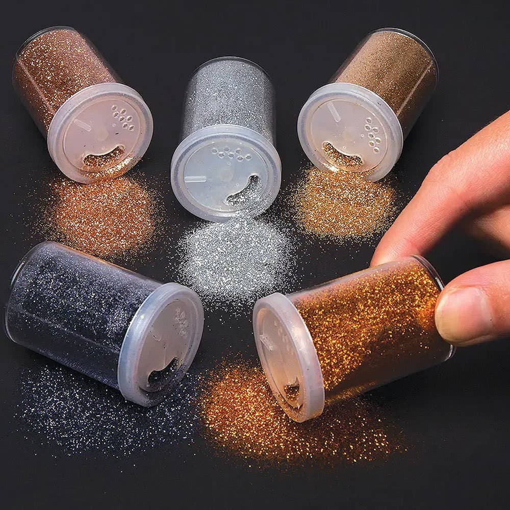 Metallic Glitter Shakers (Pack of 5) Craft Embellishments 5 assorted colours - Gold, Silver, Bronze, Copper & Graphite