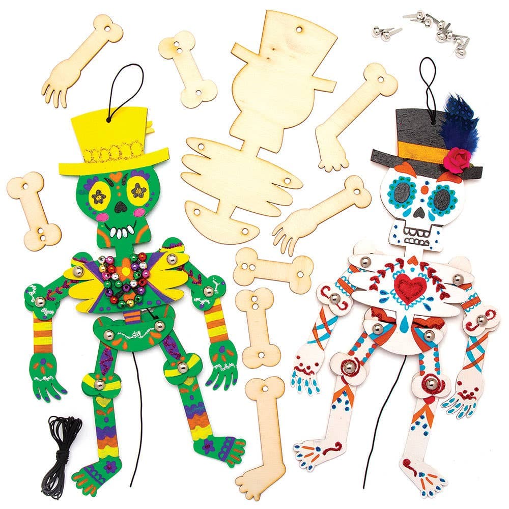 Day of the Dead Wooden Puppet Kits (Pack of 4) Halloween Crafts
