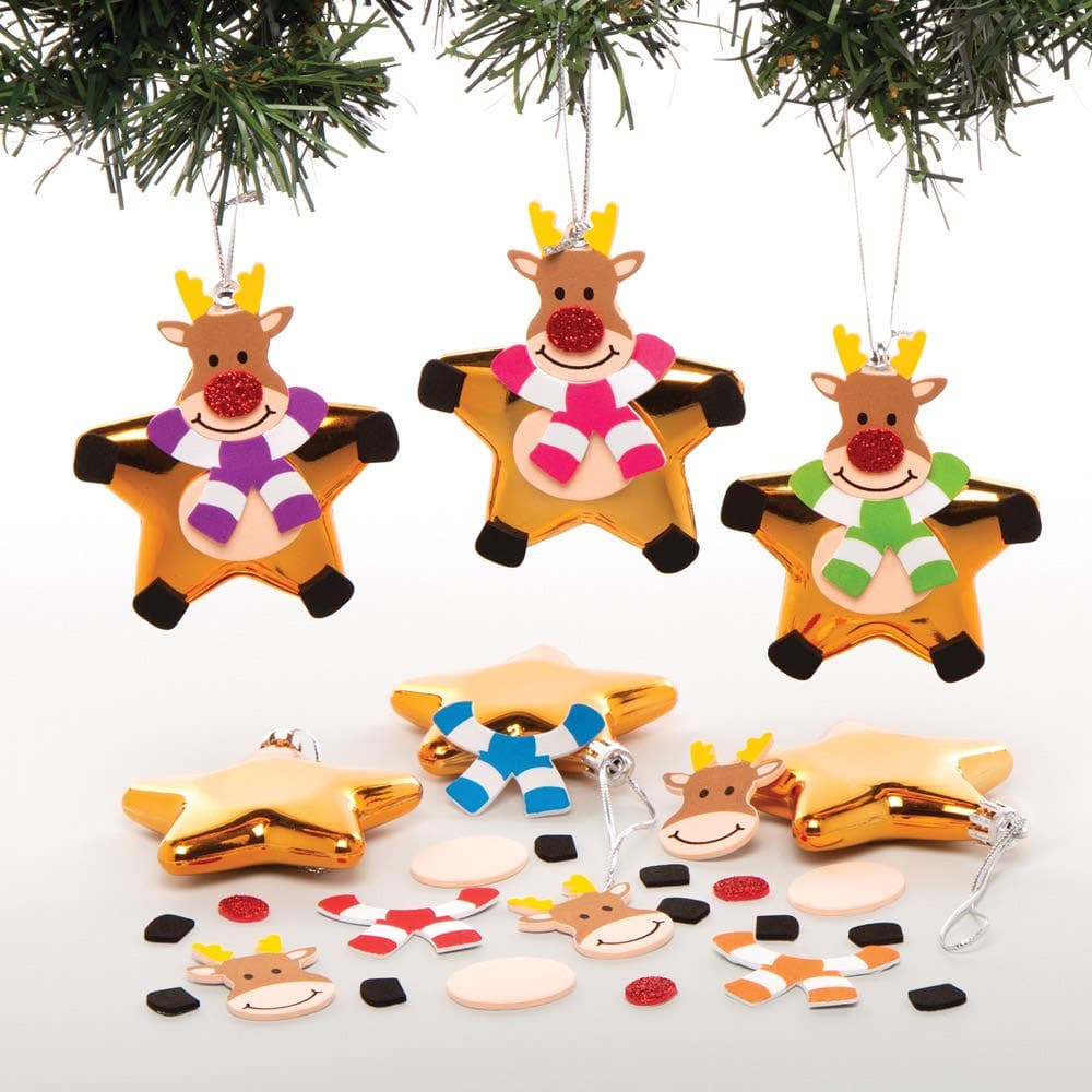Reindeer Star Bauble Kits (Pack of 6) Christmas Crafts