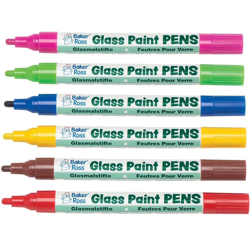 Glass Paint Pens Colour Pack B (Colour Pack B) 6 Assorted Colours, Quick Dry, Oil-Based Acrylic Paint