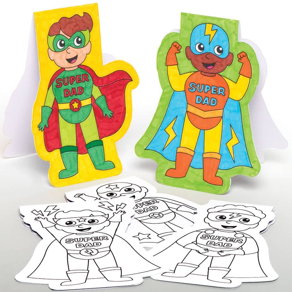 Super Dad Colour-in Cards (Pack of 10) Drawing