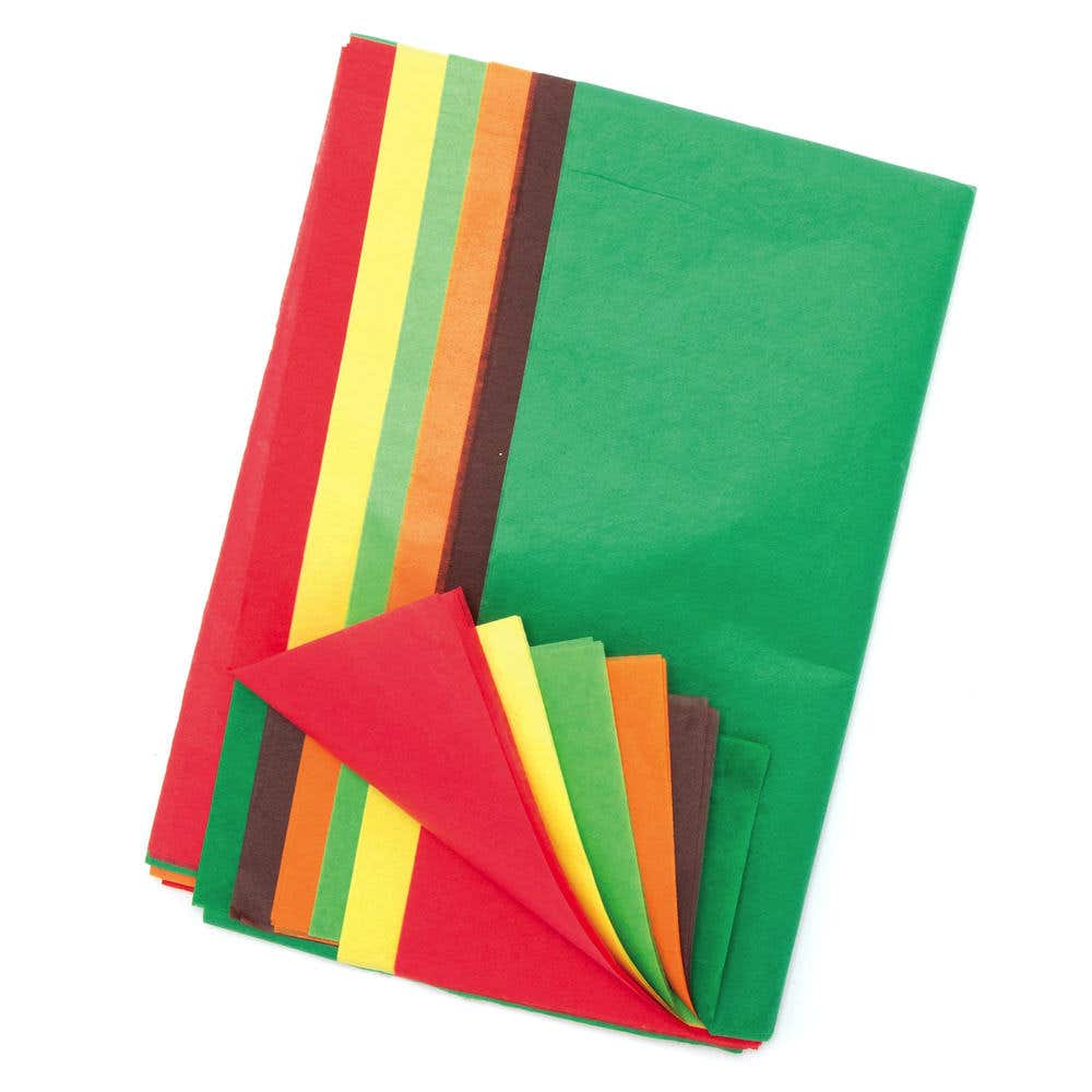 Autumn Tissue Paper Value Pack (Pack of 24) Paper & Card 6 assorted colours - Brown, Yellow, Orange, Light Green, Green & Red