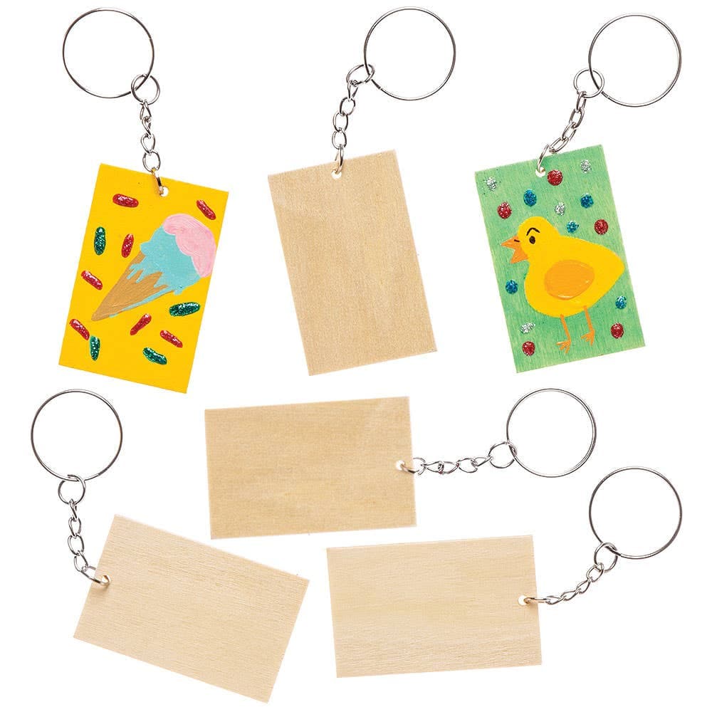 Wooden Keyring Blanks (Pack of 8) Decoration Craft Kits