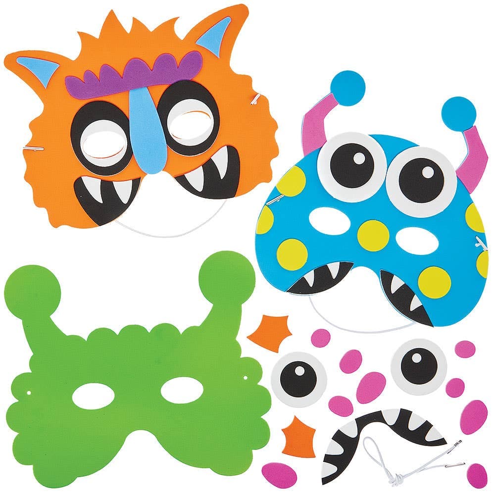 Monster Bunch Mask Kits (Pack of 3) 3 colours - Orange, Blue & Green