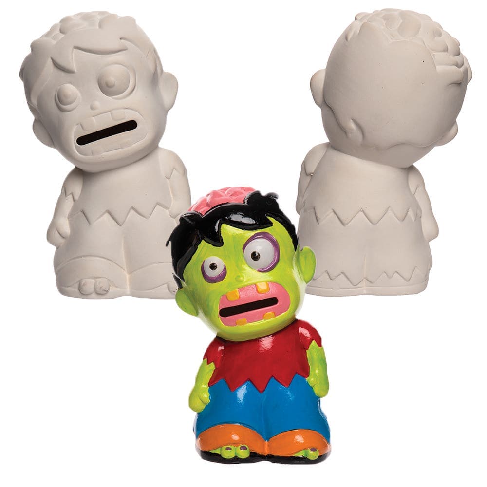Zombie Ceramic Coin Banks (Box of 2) Halloween Crafts