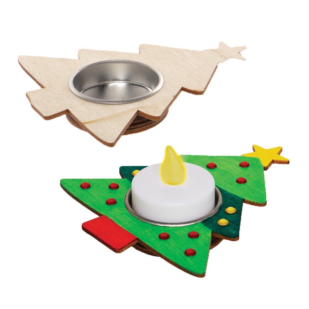 Christmas Tree Wooden Tealight Holders (Pack of 4) Christmas Crafts