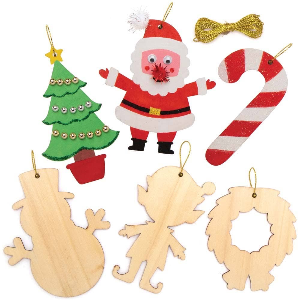 Christmas Wooden Decorations (Pack of 12) Christmas Crafts