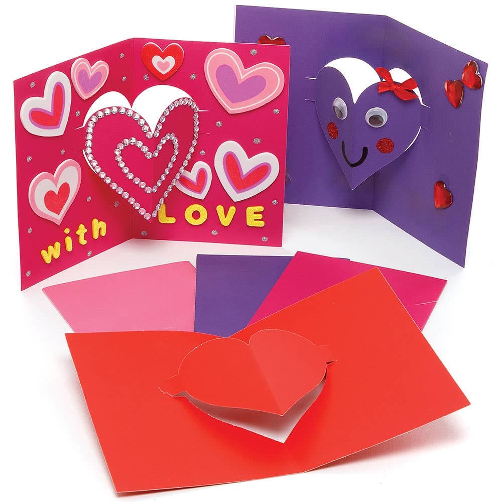 Heart Pop-out Cards (Pack of 10) Craft Blanks & Bases 5 assorted colours - Red, Purple, White, Pink & Light Pink