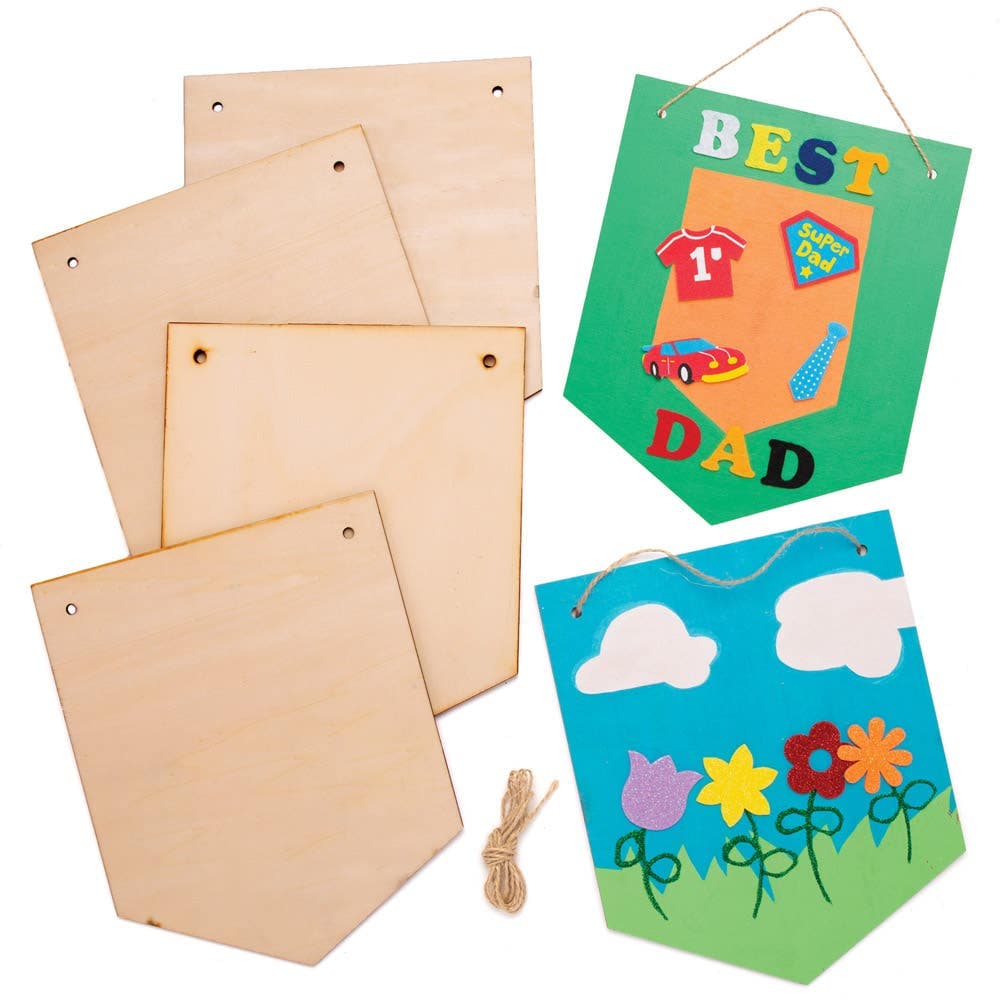 Wooden Hanging Banners (Pack of 4) Decoration Craft Kits