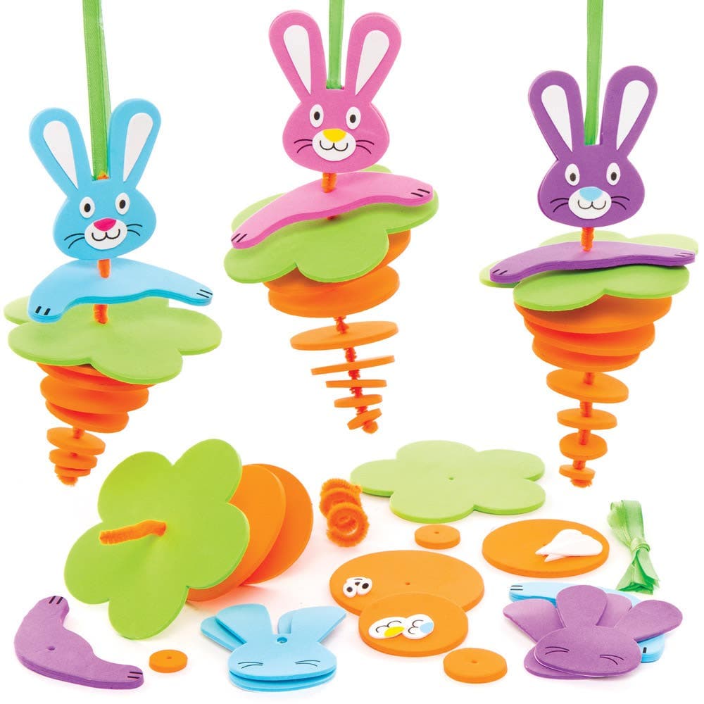 Easter Bunny Stacking Decoration Kits (Pack of 6) Easter Crafts For Kids 3 bunny colours - Pink, Blue & Purple