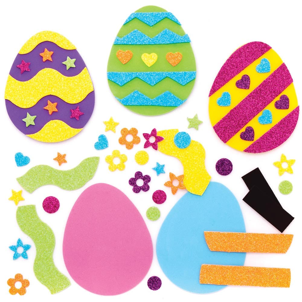 Easter Egg Mix & Match Magnet Kits (Pack of 10) Easter Crafts For Kids 5 assorted egg colours - Blue, Green, Yellow, Pink & Purple