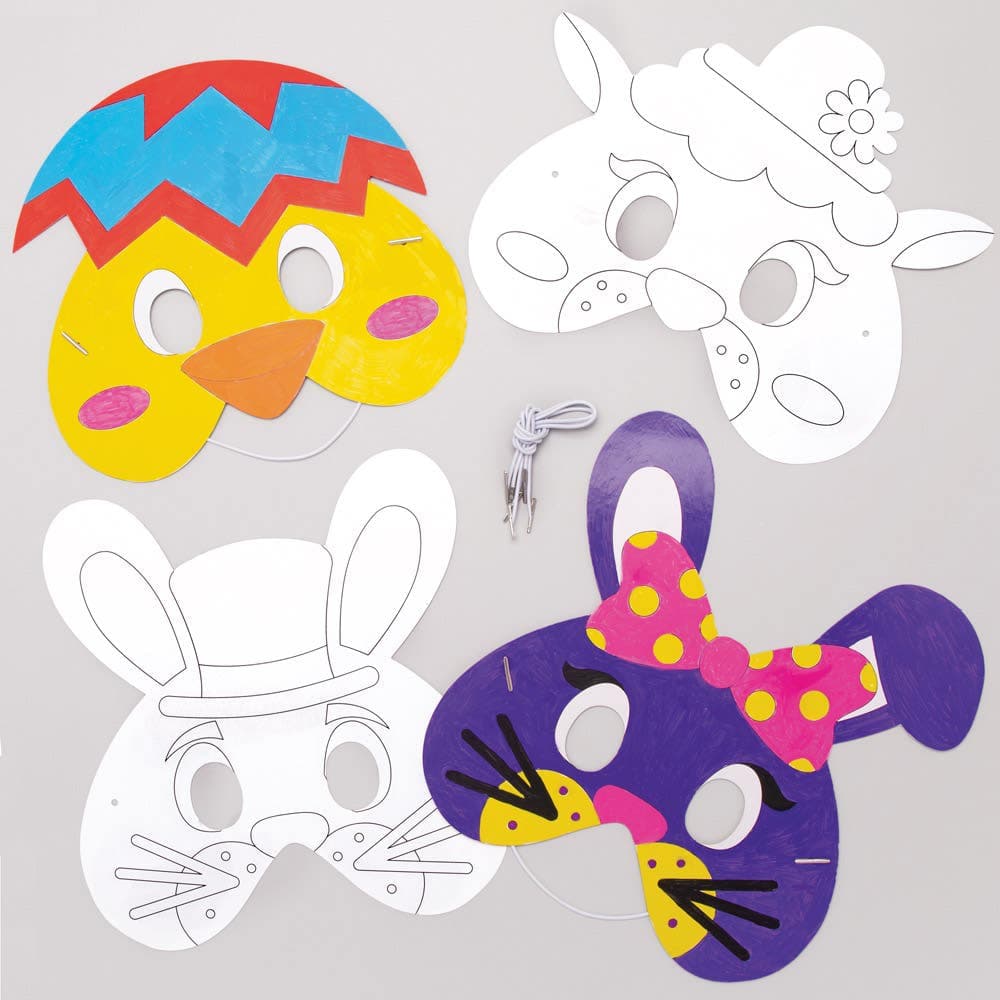 Colour-in Easter Masks (Pack of 8) Easter Crafts For Kids