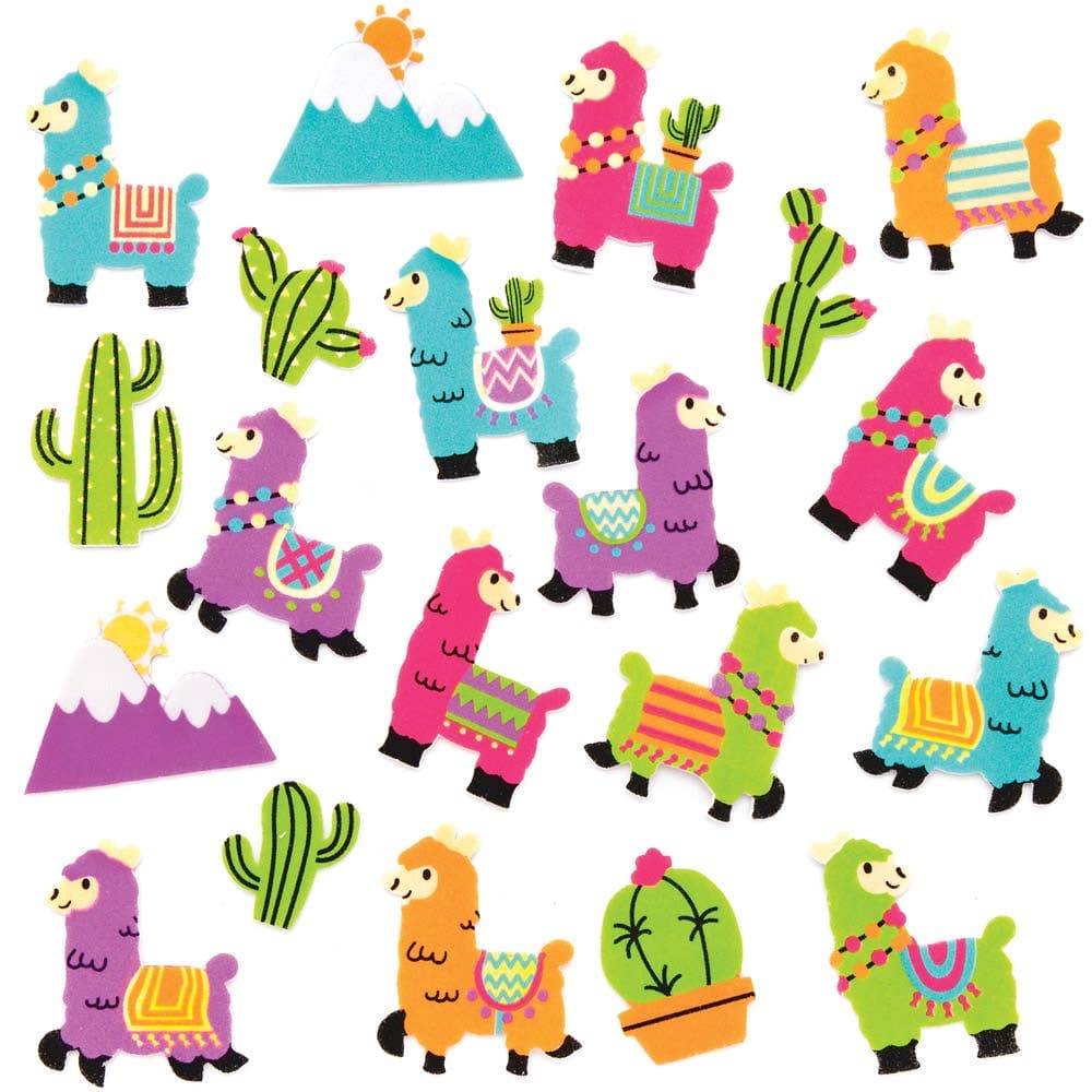 Lovely Llama Foam Stickers 30-50mm (Pack of 120) Fun Stickers, 20 Assorted Designs