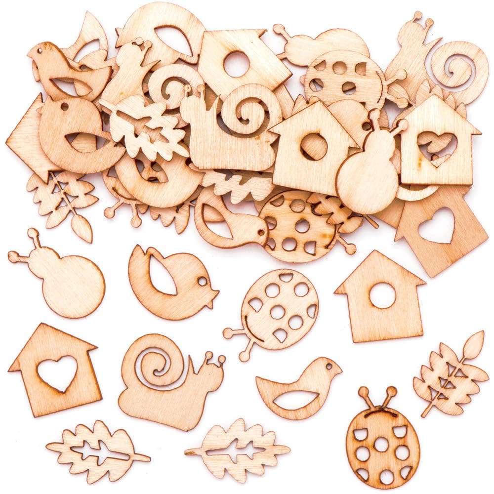 Garden Mini Wooden Shapes (Pack of 45) Craft Blanks & Bases