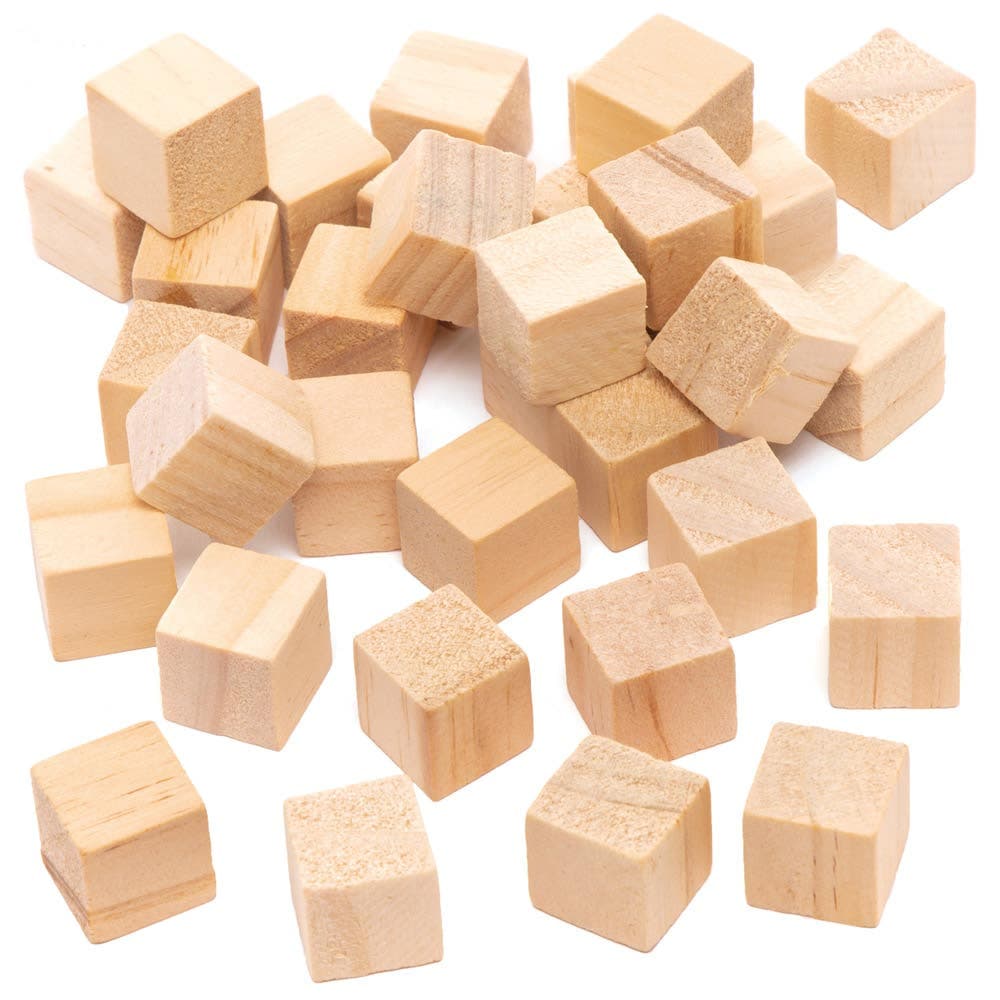 Wooden Cubes (Pack of 100) Size 15mm, Real Wood, Stick Together & Design, Craft Blanks & Bases