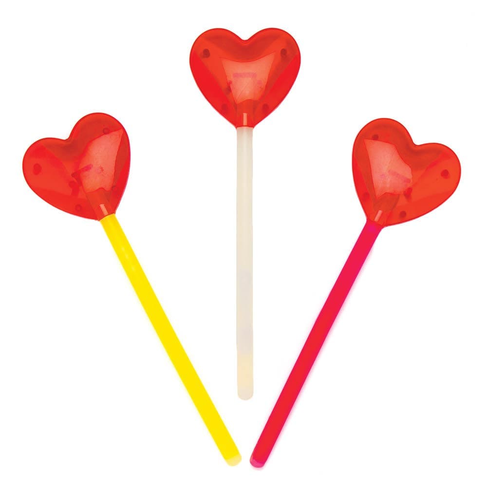 Heart Glow Stick Magic Wands (Pack of 3) Pocket Money Toys 3 assorted glow stick colours - Pink, Blue & Yellow