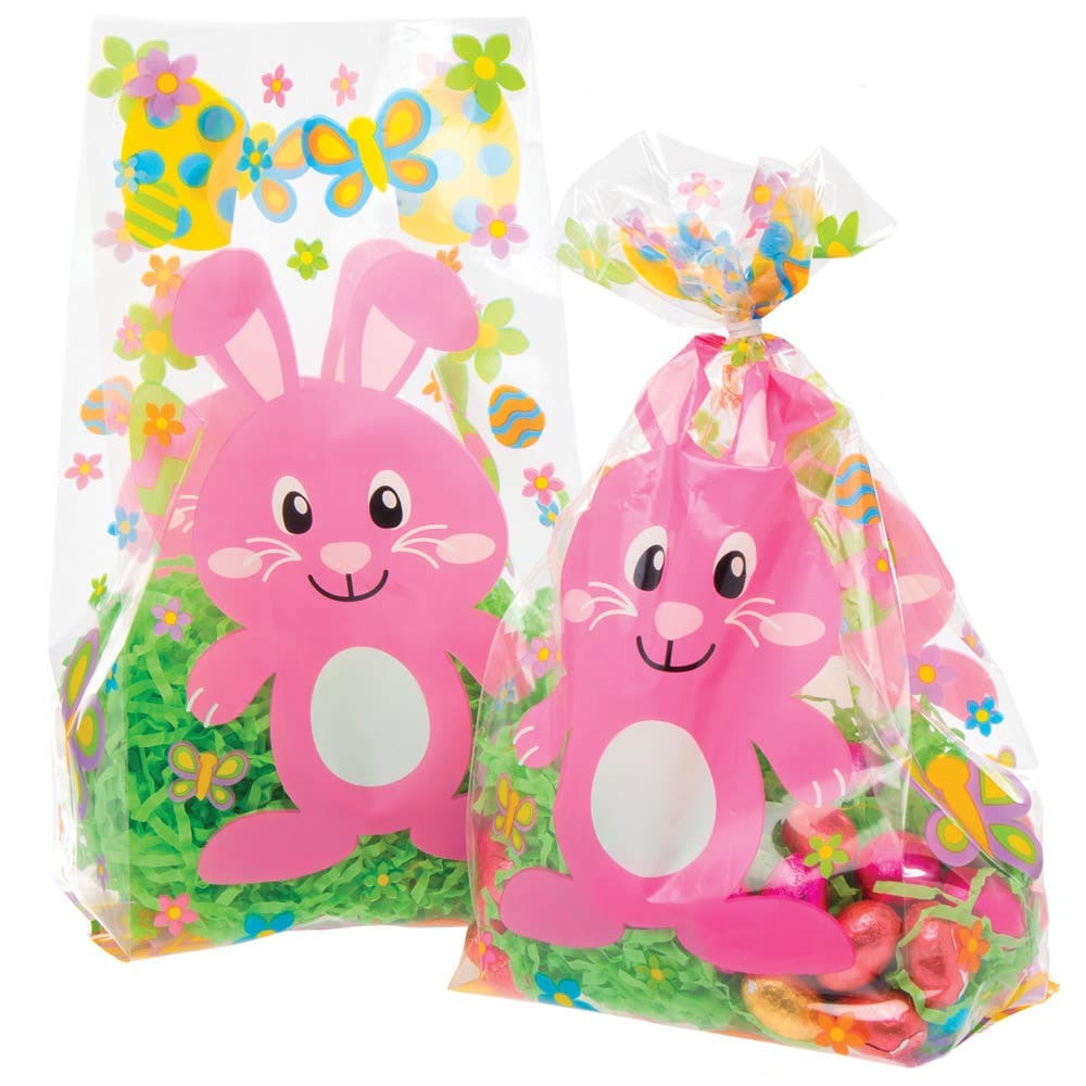 Easter Bunny Cellophane Bags (Pack of 30) Perfect for Gift Wrapping, Twist Ties Included