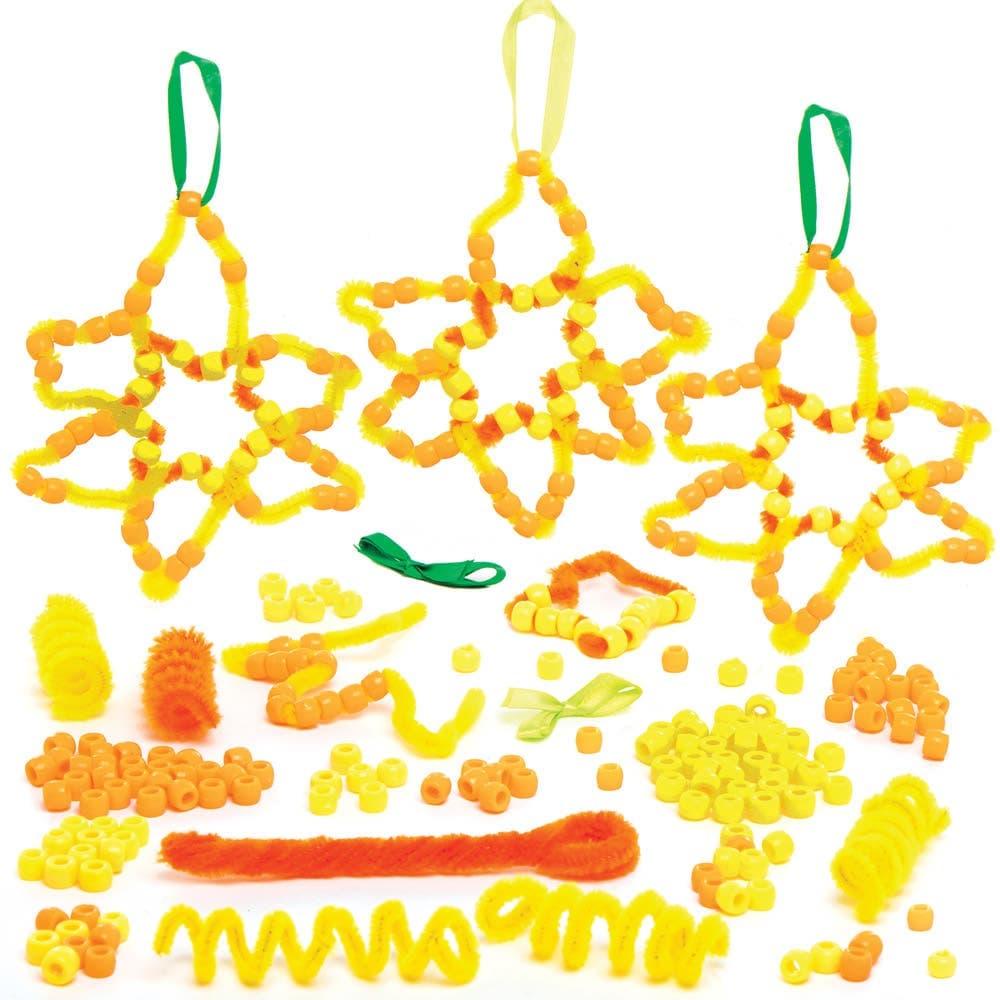 Daffodil Bead Decoration Kits (Pack of 4) Decoration Craft Kits 2 assorted bead colours - Orange & Yellow
