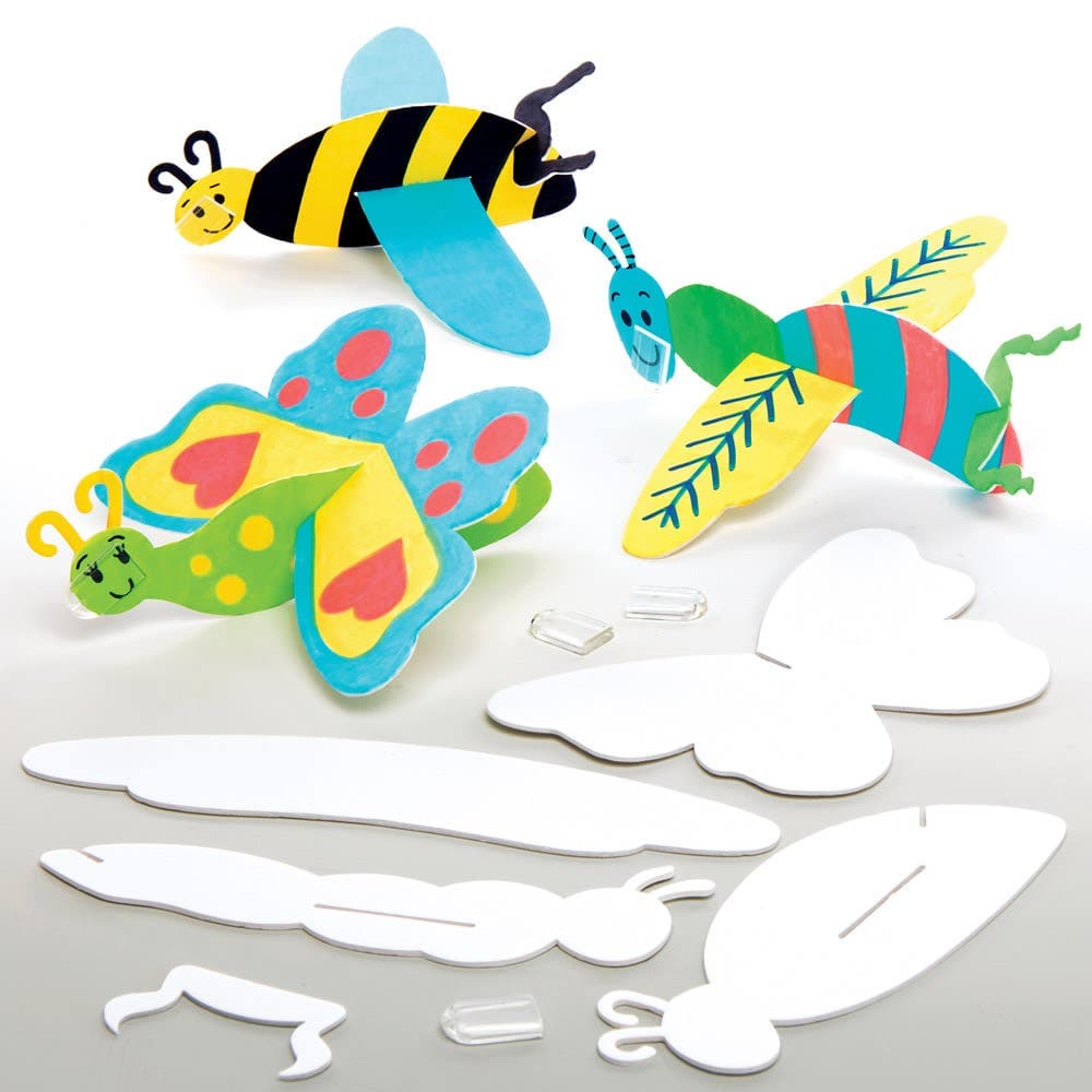 Insect Bug Colour-in Flying Planes (Pack of 10) Pocket Money Toys