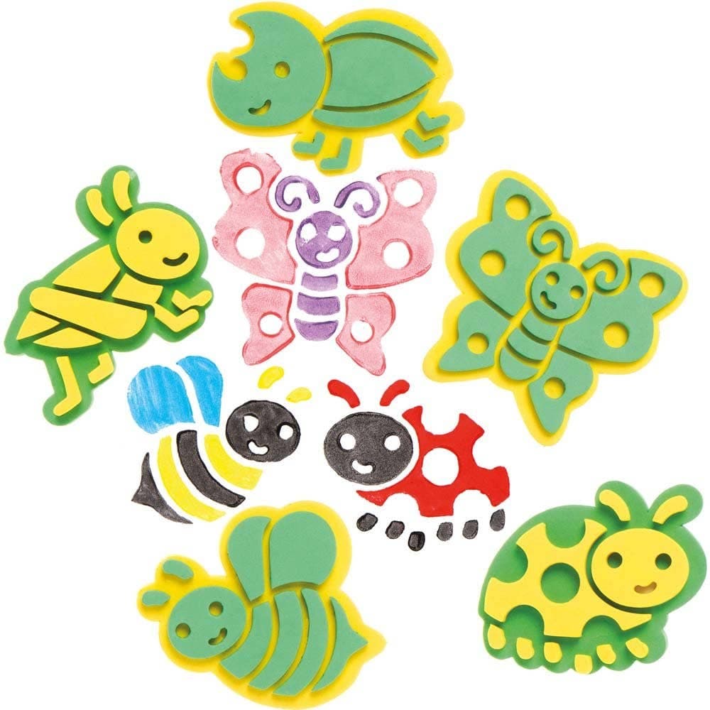 Bug Foam Stampers (Pack of 10) Art Supplies, Art Materials 2 foam colours - Green & Yellow