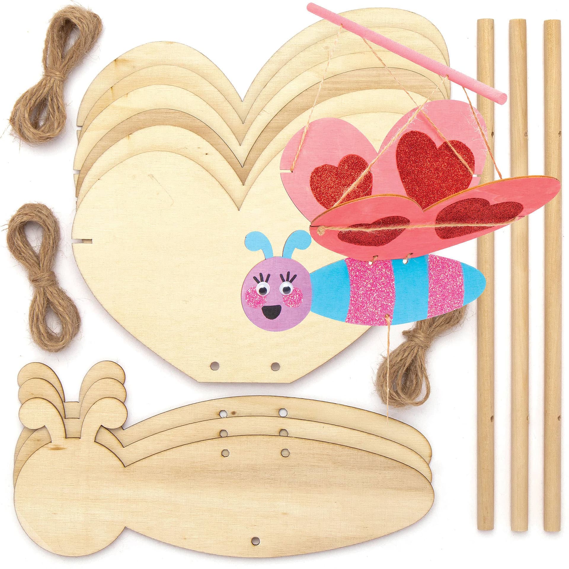Butterfly Wooden Flying Puppet Kits (Pack of 3) Art Craft Kits