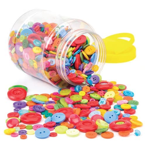 Buttons Bumper Tub (600g) Plastic Buttons, Assorted Shapes, Sizes & Colours