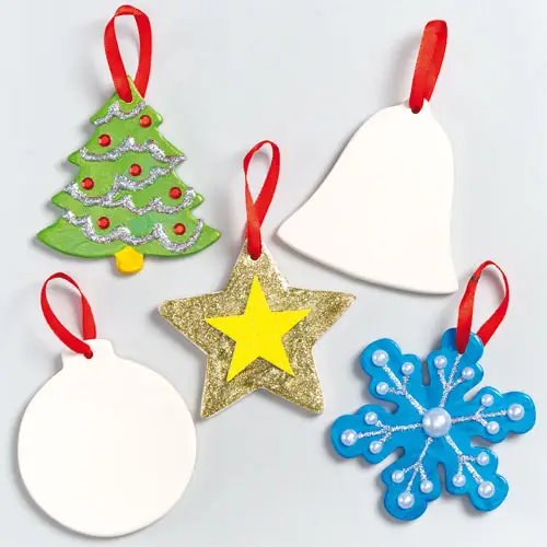 Festive Ceramic Decorations (Pack of 5) Christmas Crafts