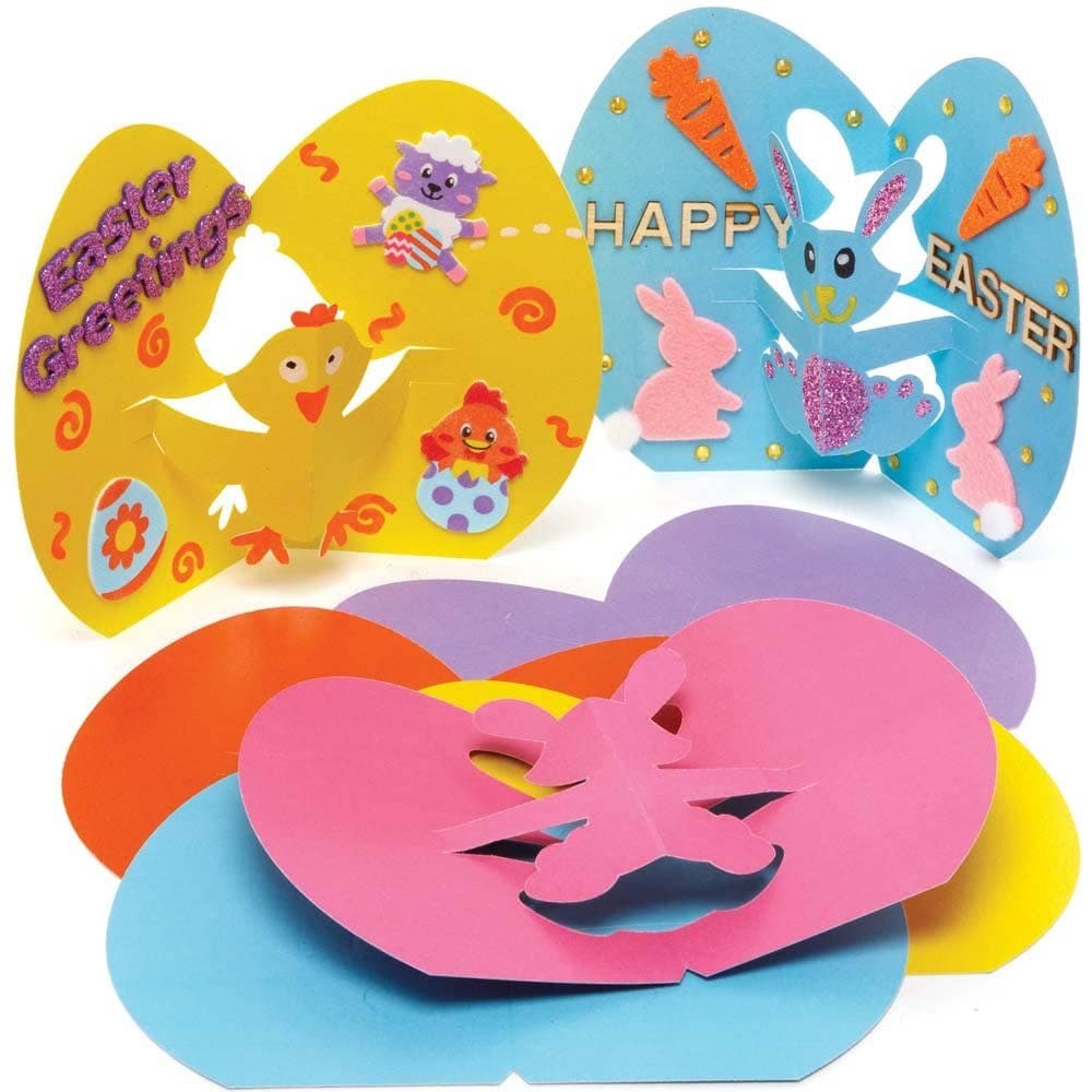 Chick & Bunny Pop-out Greeting Cards (Pack of 10) 5 Assorted Colours & 2 Designs, 15cm x 9.5cm, Decorate & Personalise