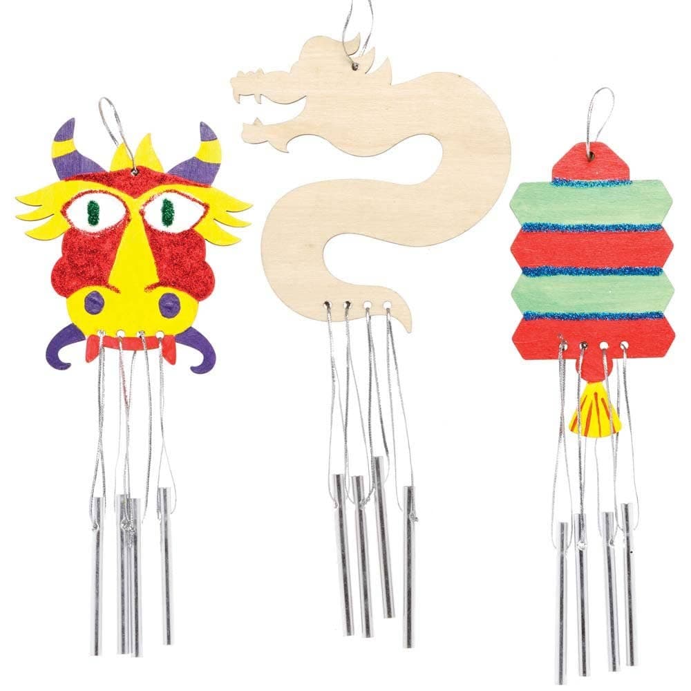 Dragon Sequin Picture Kits (Pack of 4) Chinese New Year Crafts, 4 Designs, Sequins Included, No Glue Required