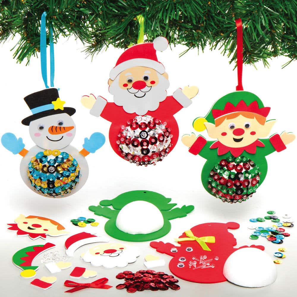Christmas Friends Sequin Decoration Kits (Pack of 3) Christmas Crafts