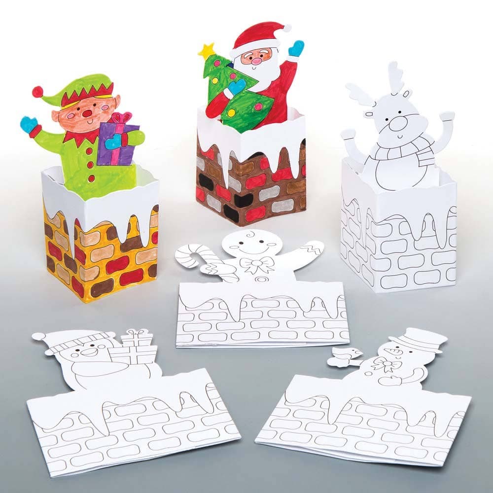 Christmas Chimney Pop-up Colour-in Cards (Pack of 6) Christmas Crafts
